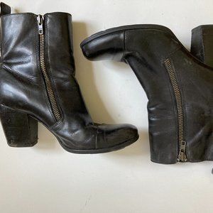 Born Black Leather Ankle High Chelsea Boots